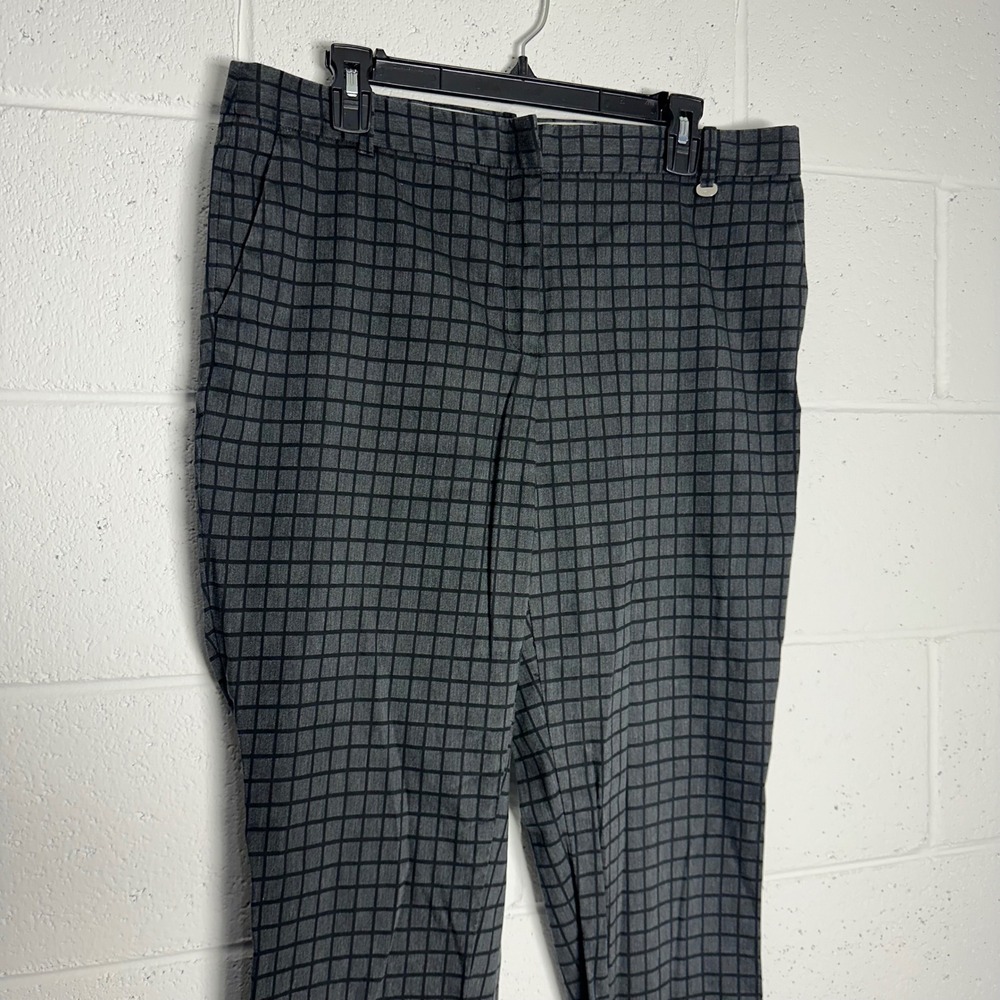 Brooks Brothers Natalie Fit Windowpane Grid Grey Black Dress Pants Womens 14